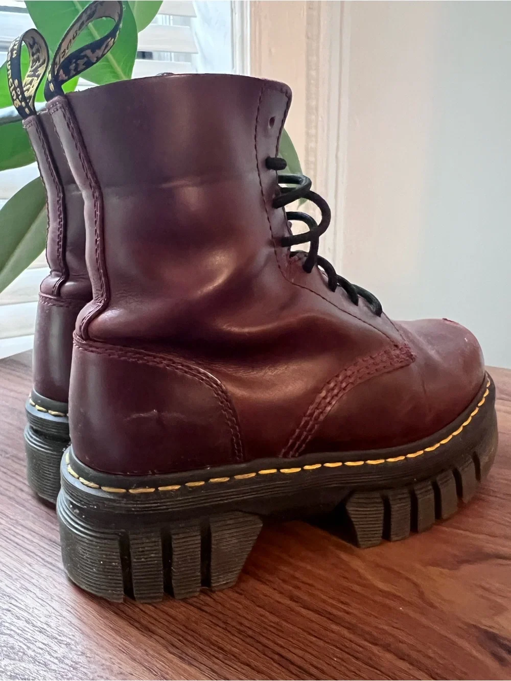 Dr. Martens Audrick 81 Burgundy Leather Lace-Up Platform Boots